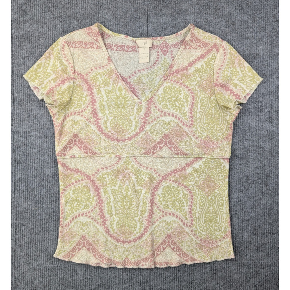 J Jill Blouse Womens Small VIntage Y2K Babydoll Paisley Whimsical Sheer Boho